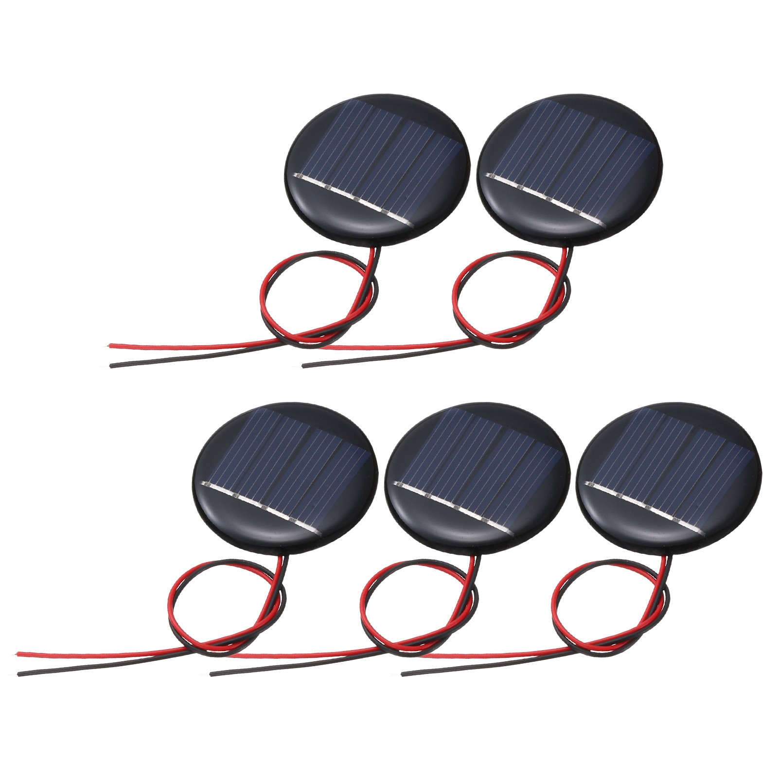 5Pcs 2V 0.08W 40mA Round Mini Solar Panels with Cable