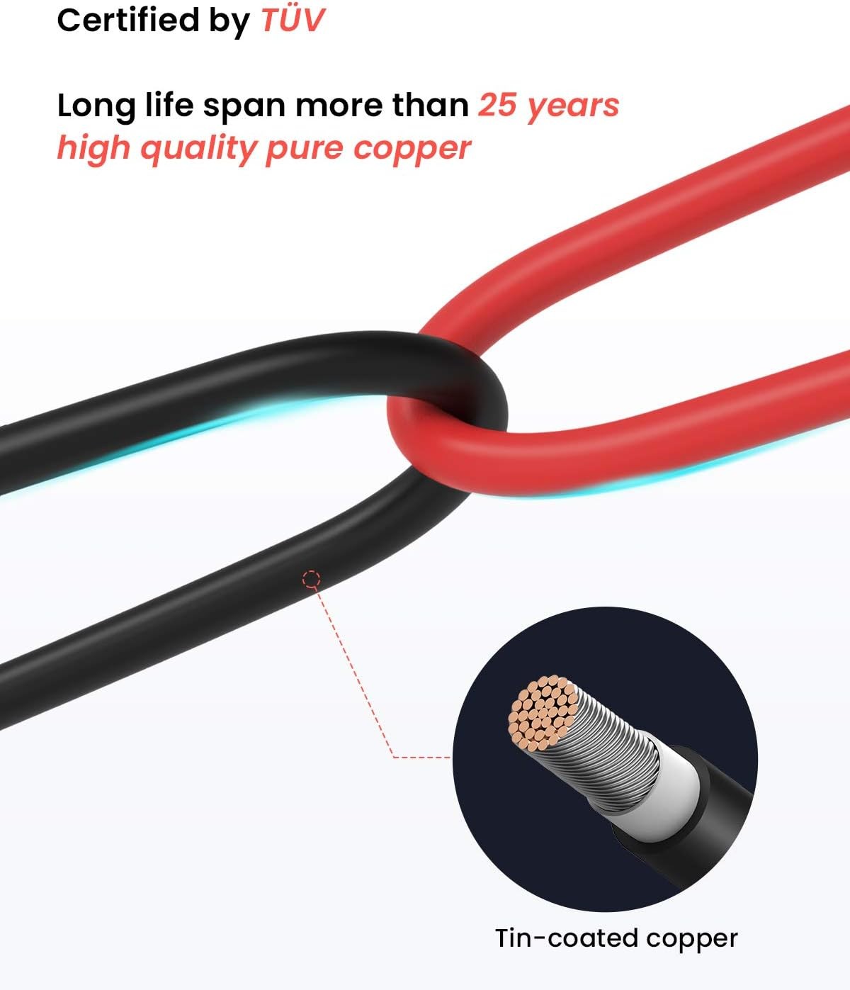 BougeRV 100Feet 10AWG Solar Extension Cable with Female and Male Connector with