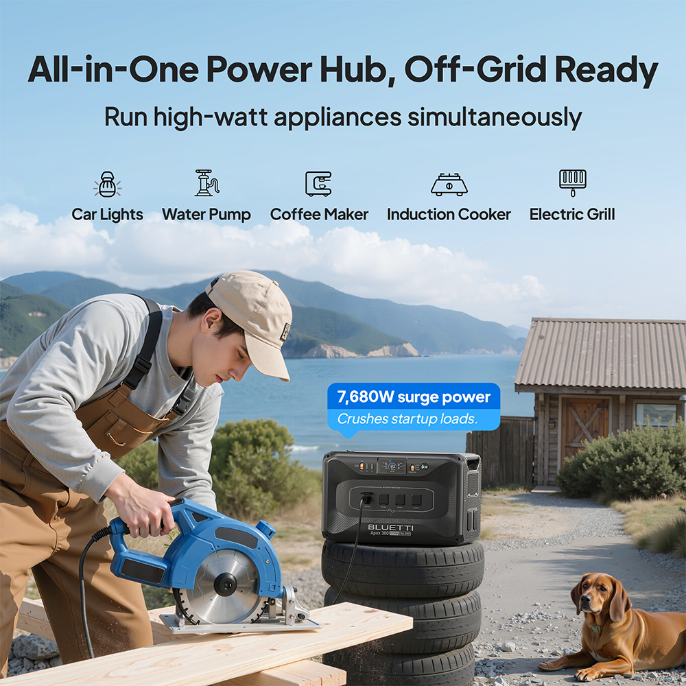 BLUETTI Apex 300 3840W 2764Wh+B300K+Optional Solar Panels 200W/350W for Backup