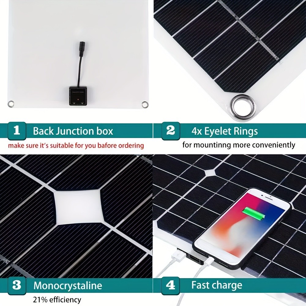 Solar Battery Charger Kit 12V, 10W Panel w/Controller + Cables for RV Motorcycle