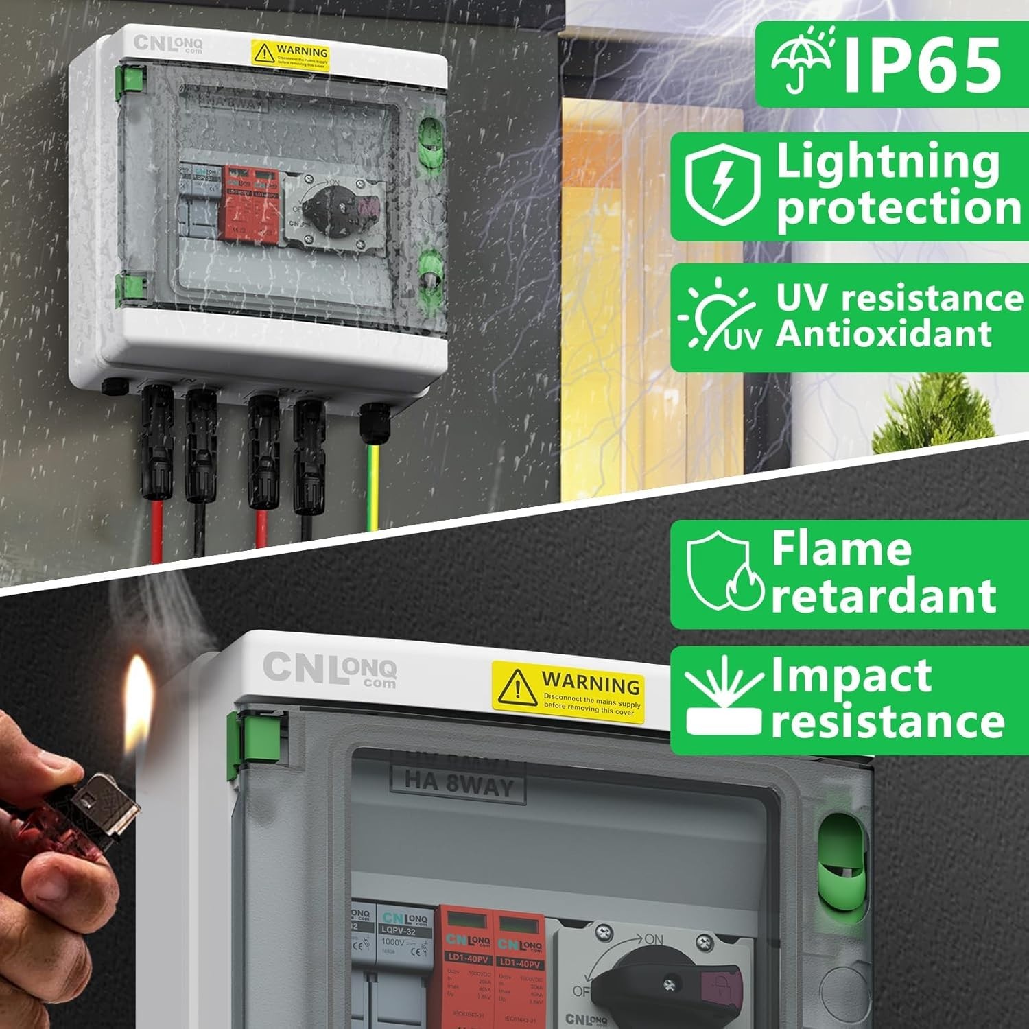Solar Panel Surge Protector Box – 32A Circuit Breaker, Fuses