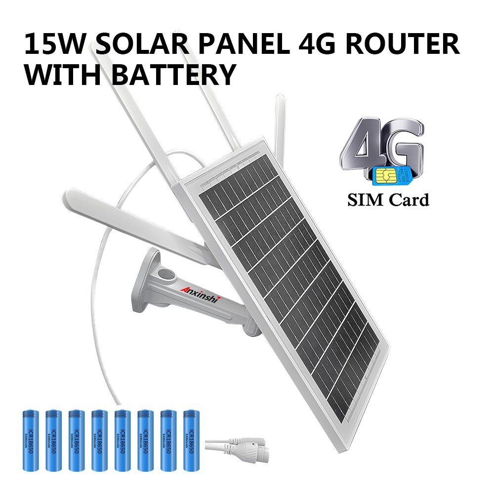 Multi-band 4G SIM solar panel router 10*18650 battery support 4G/ network port