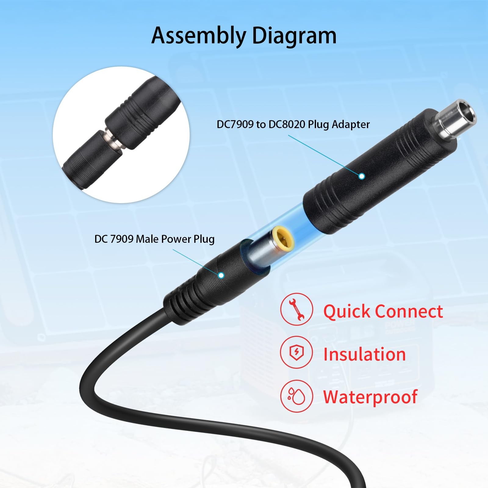 DC Power Extension Cable, 14AWG 10FT 8mm Male to Female Extension Cord Compat…
