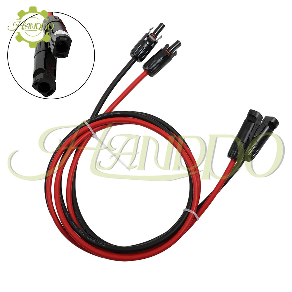 1 Pair Black + Red Solar Panel Extension Cable Wire Connector 12/10 AWG