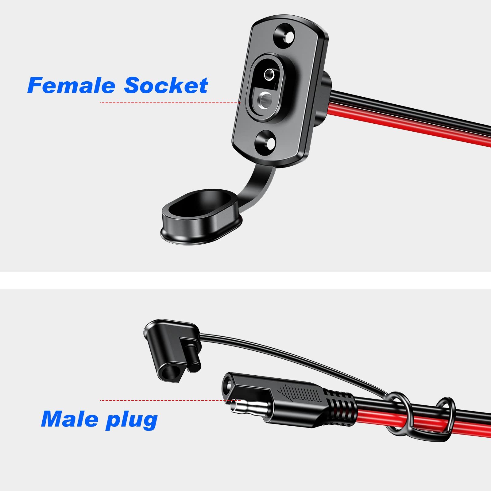 Sae Quick Connector Harness Sae Adapter Male Plug To Female Socket Cable 1ft 12a
