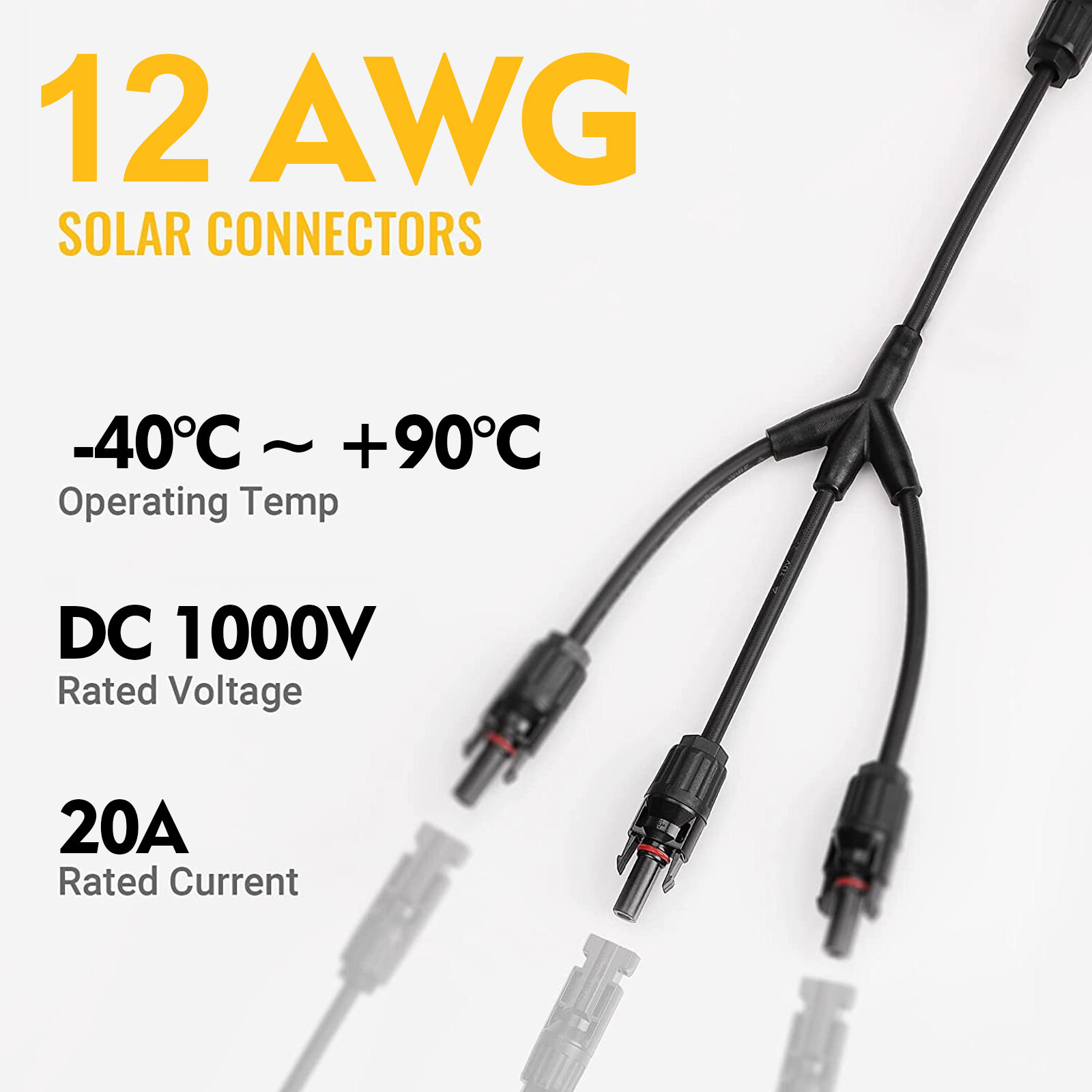 Solar Connectors Y Branch Parallel Adapter Cable Wire Plug Tool for Solar Panel