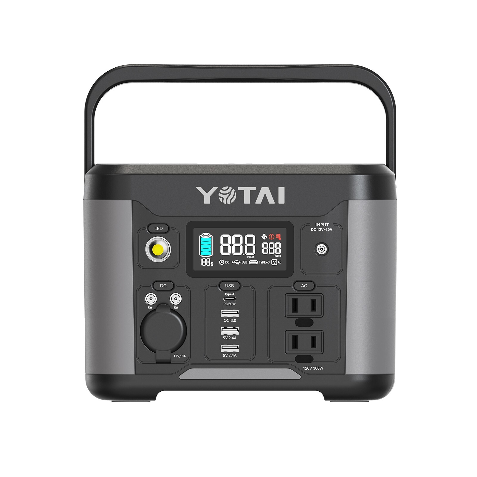 Portable Power Station 300W 90000mAh Power Bank 324Wh Battery Pack AC OutletLED