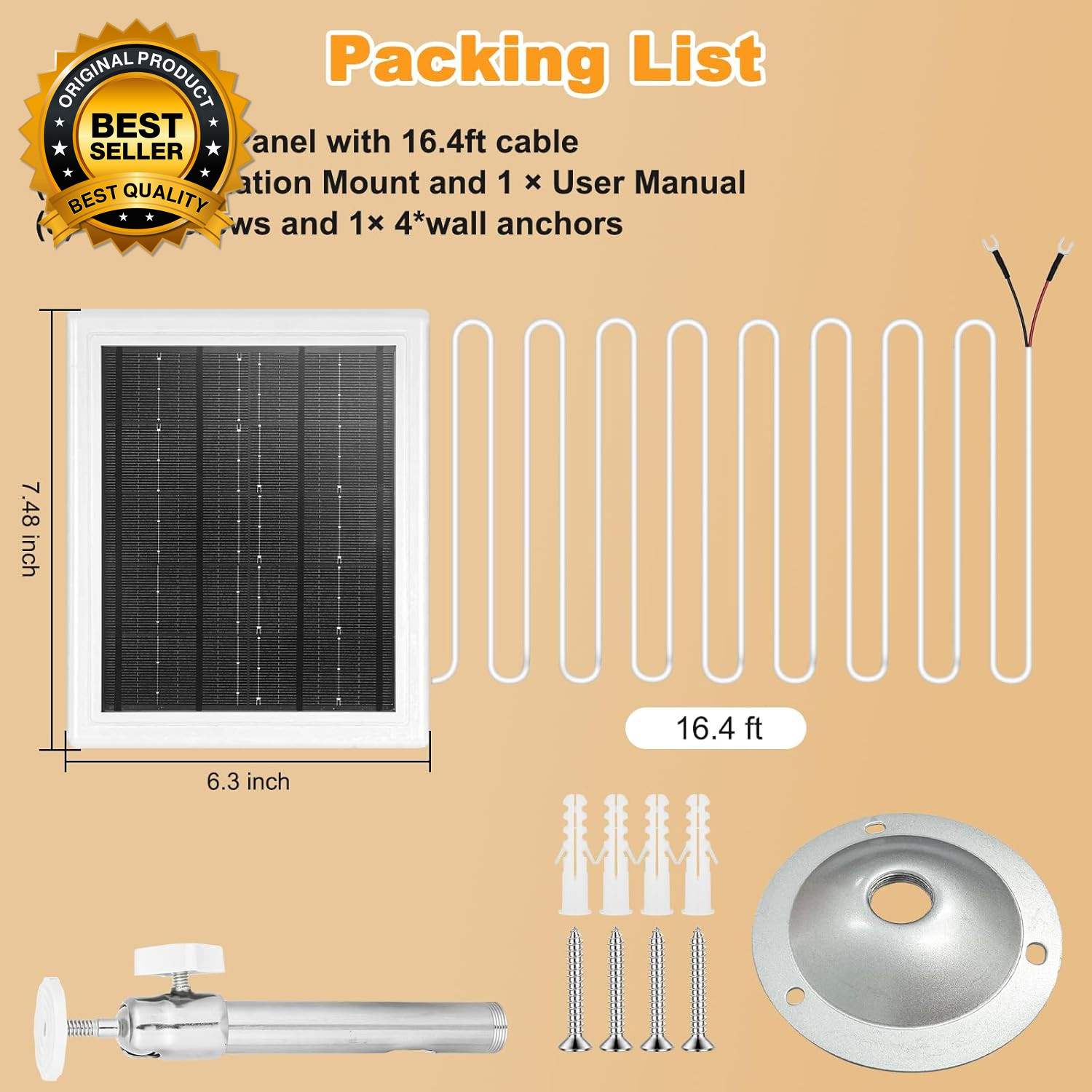 Ring Solar Charger 5W 12VAC Compatible with Ring Video Doorbell 3/3+/4 Battery