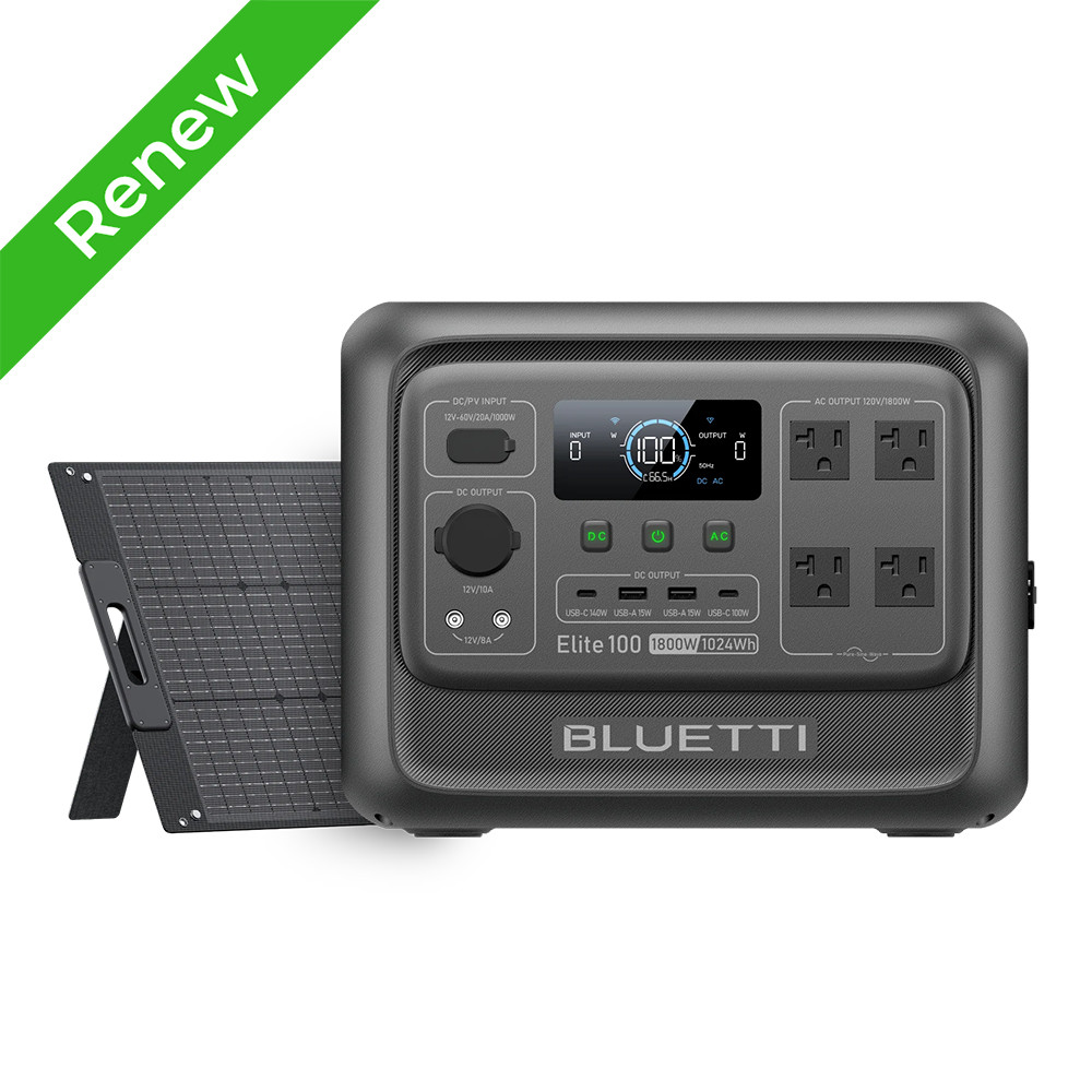 BLUETTI Elite 100 V2 1800W 1024Wh Portable Power Station+100W Solar Panel Kit