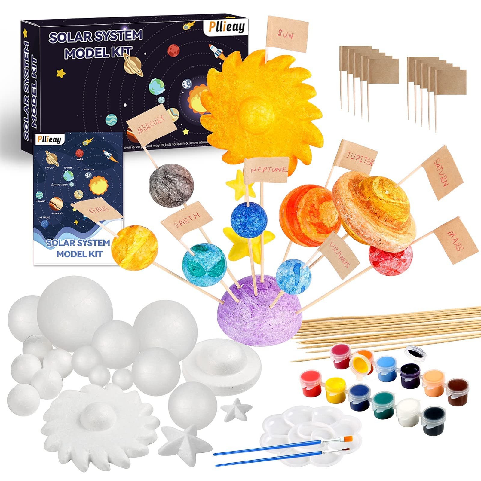 Solar System Foam Ball Kit 63 Pcs Polystyrene Spheres Paint School Science DIY