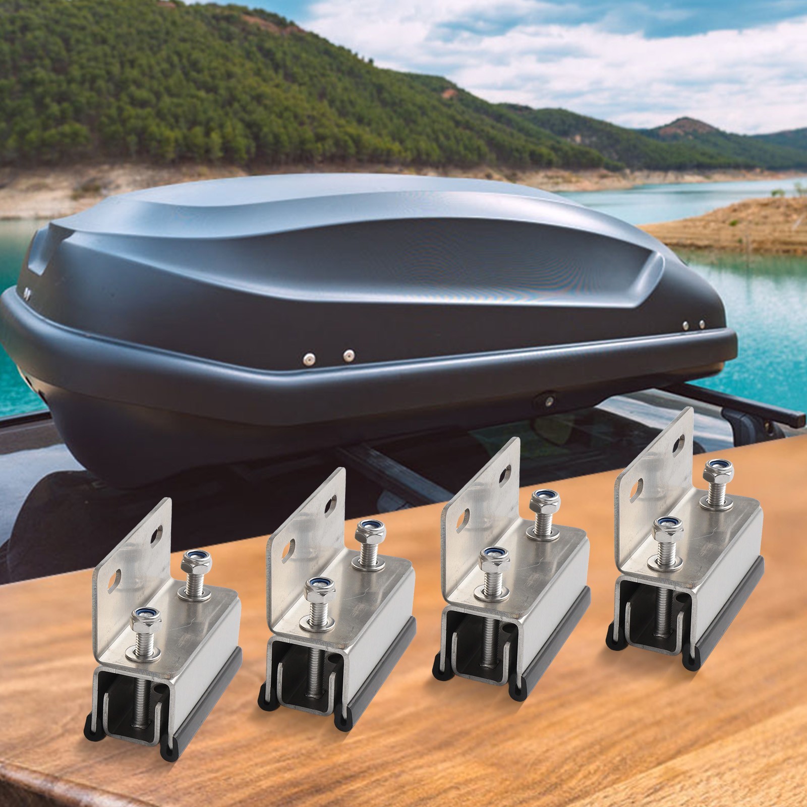 Rooftop Cargo Security Bracket Set for RVs Stainless Steel Construction