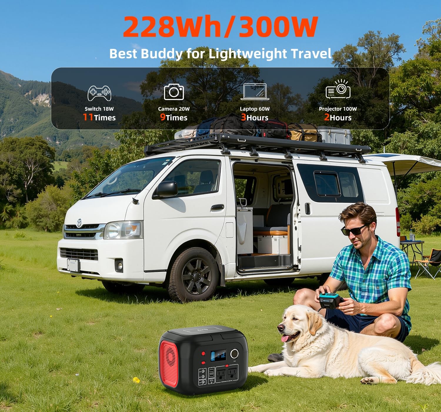 ENOFLO Portable Power Station 300W, 228Wh Solar Generator with 110V Pure Sine…