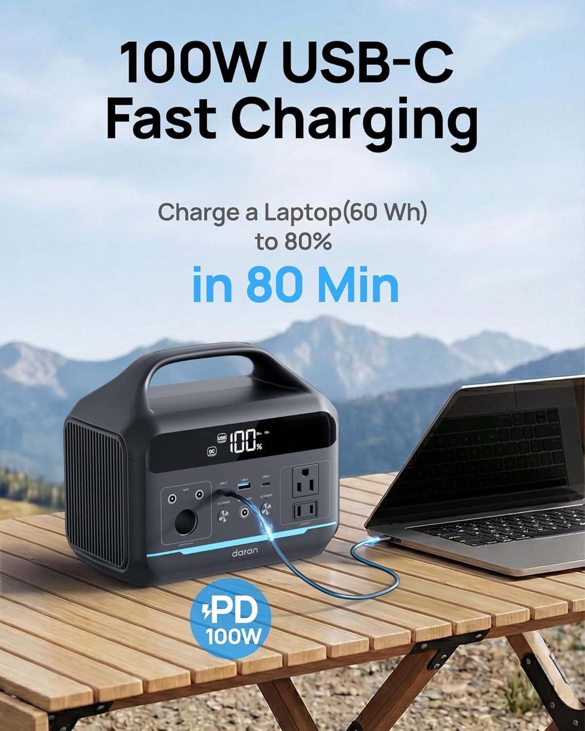 Portable Power Station 600W(1200W Surge) – 288Wh(90,000Mah) Solar Generator Life