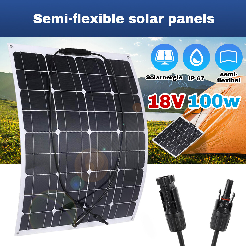100 200W Flexible Solar Panel Mono 12V Home RV Boat Camping Power Battery Charge