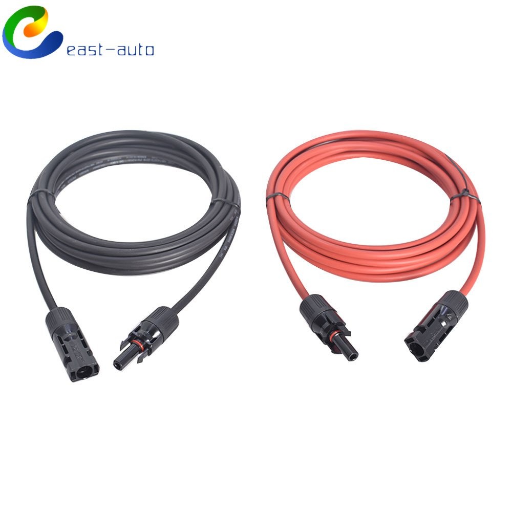 Solar Panel Extension Cable Wire Connector 1 Pair 12AWG 15ft Black+Red