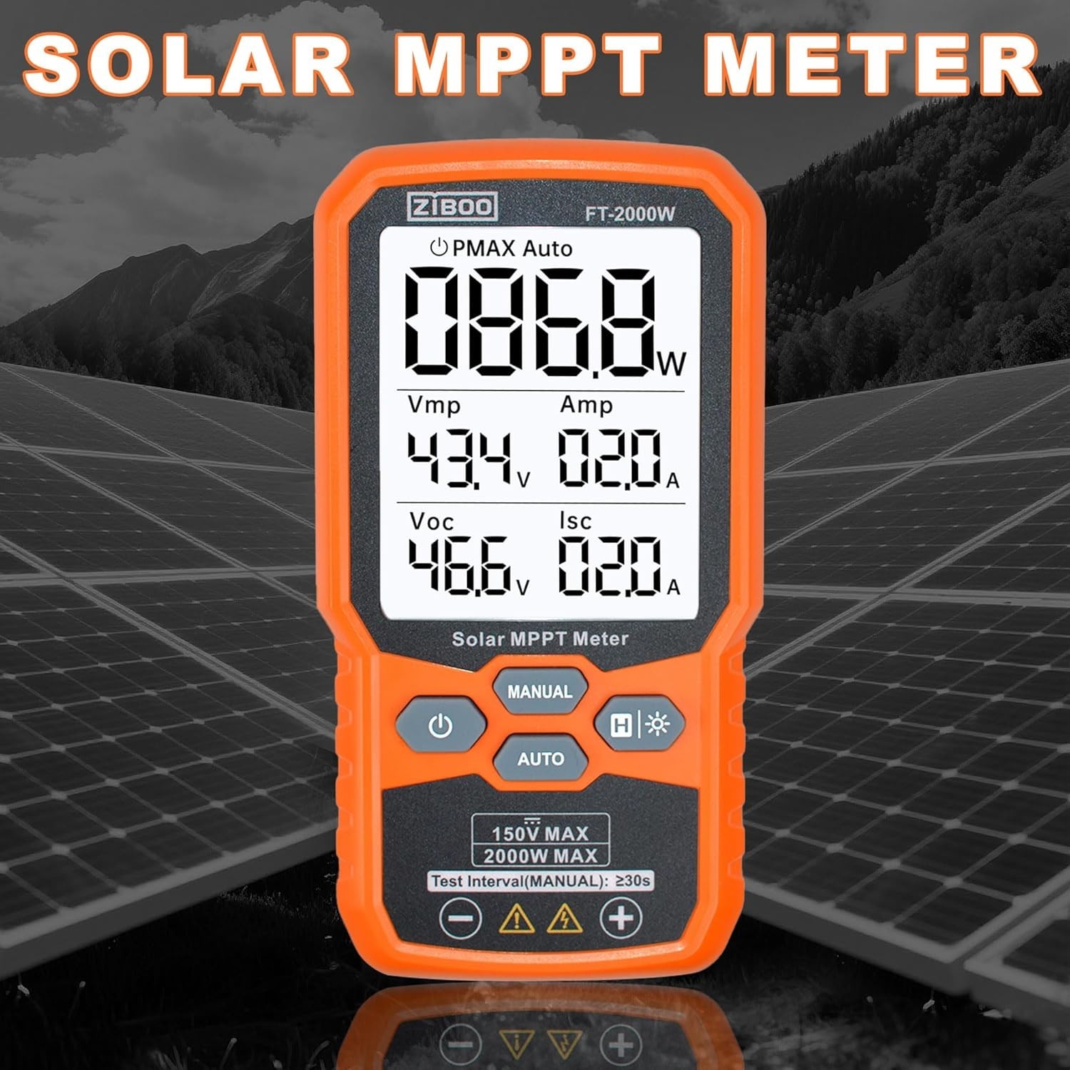 Durable FT-2000W Solar Tester: 150V/35A, Waterproof, CAT III/CAT IV Rated