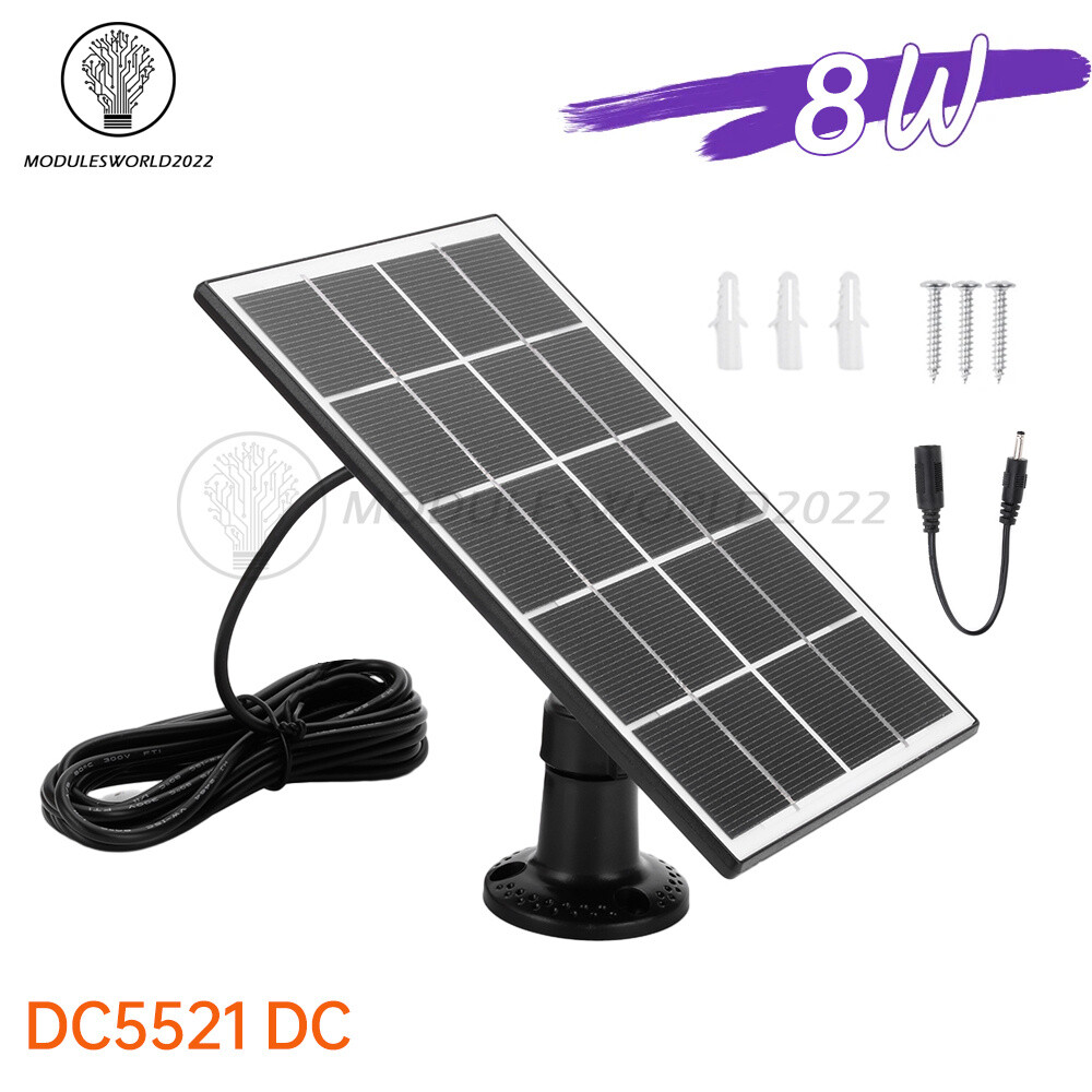 8W 5V Microcrystal Solar Panel + Mounting Bracket For Security Camera Water Pump