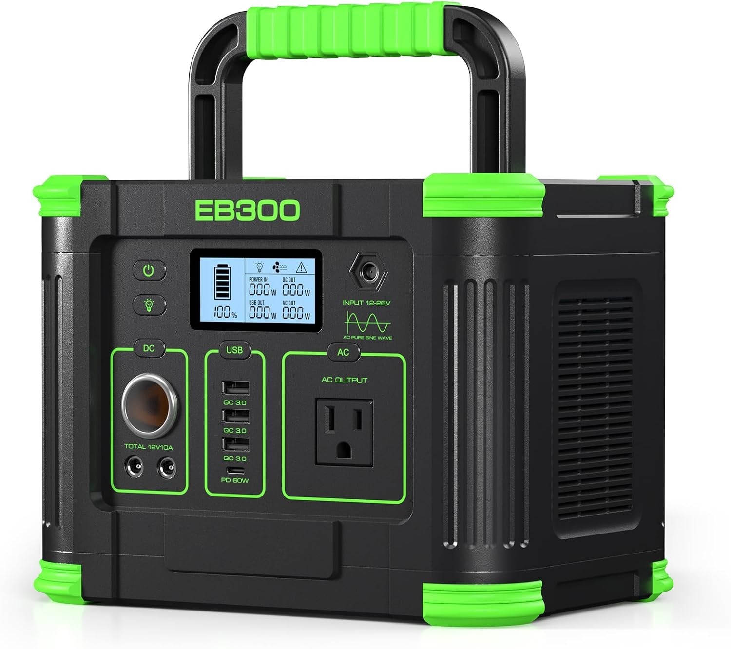 288Wh Lithium Battery Power Station with 600W Peak – Fast Charging & Solar Ready