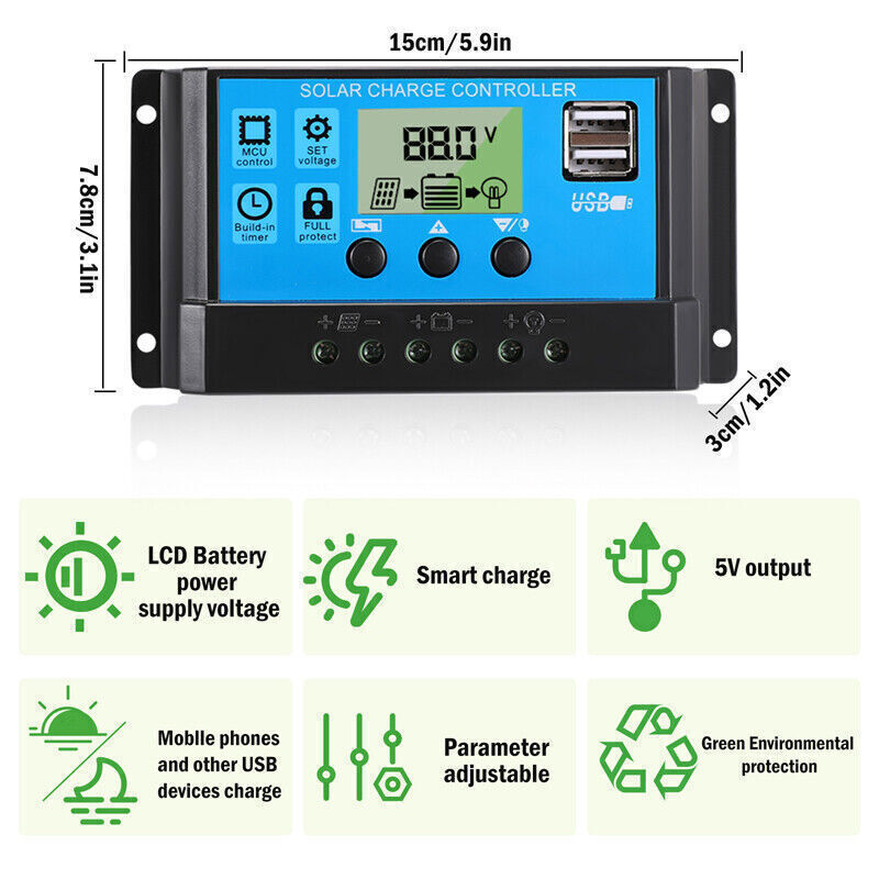 400 Watts Solar Panel Kit 100A 12V Battery Charger w/ Controller Caravan Boat RV