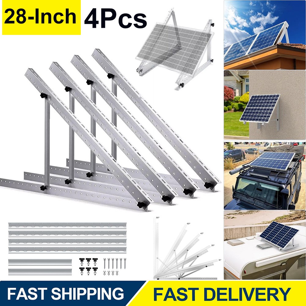 4 Pack 28in Adjustable Solar Panel Tilt Mount Brackets for Roof RV Boat Off-Grid