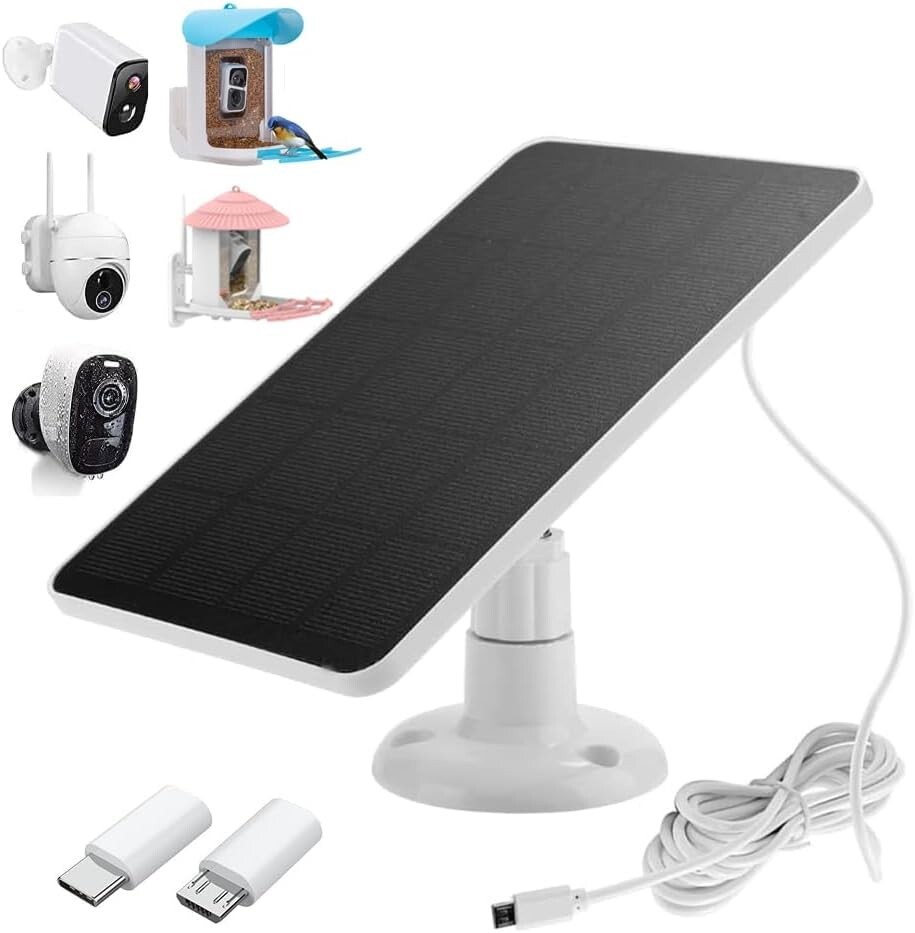 Solar Panel Charger (White) for Ring Spotlight & Stickup Camera 4.5w 5.5v (MM)