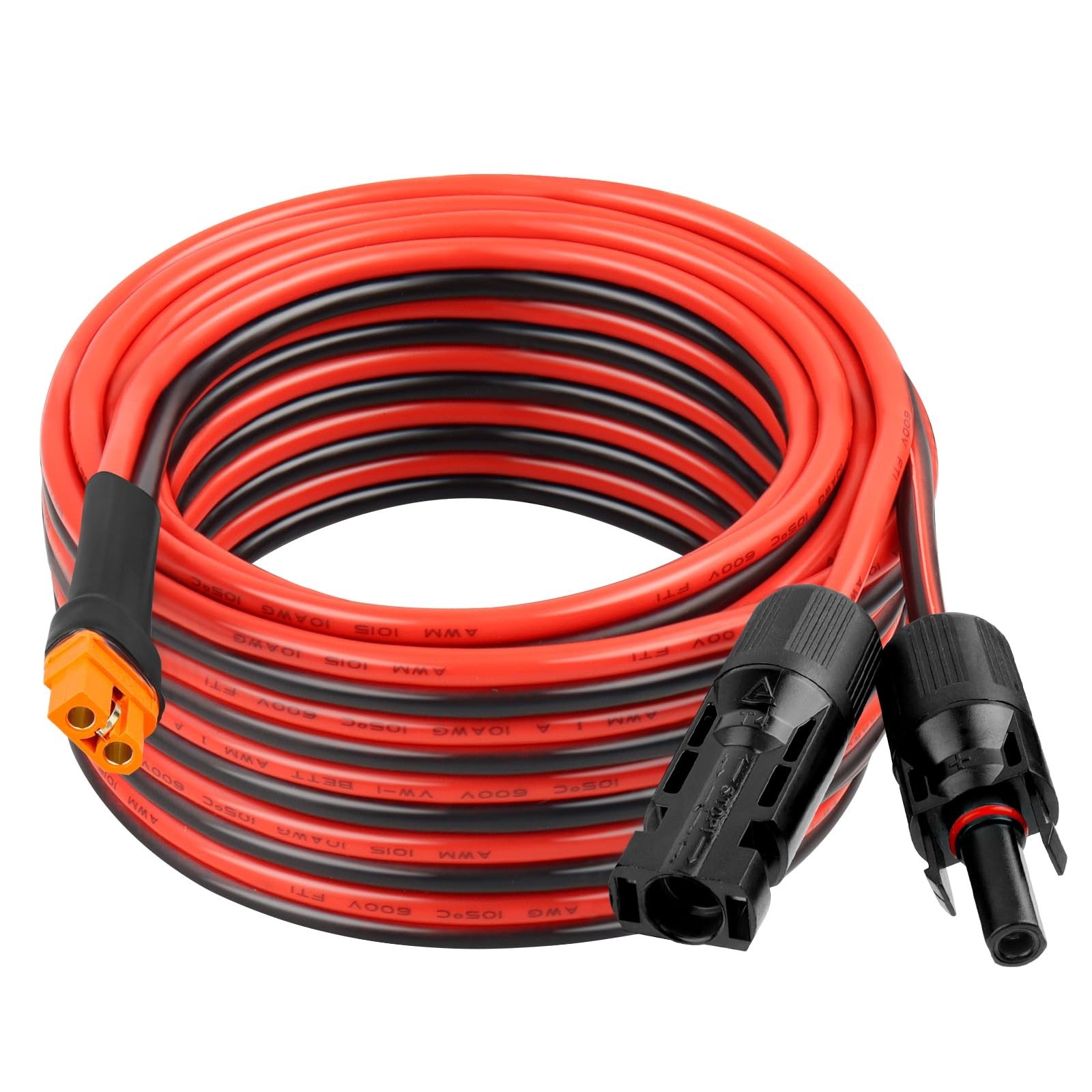 25FT XT60i Solar Panel Adapter Cable – 10AWG Tinned Copper Extension Wire for Po
