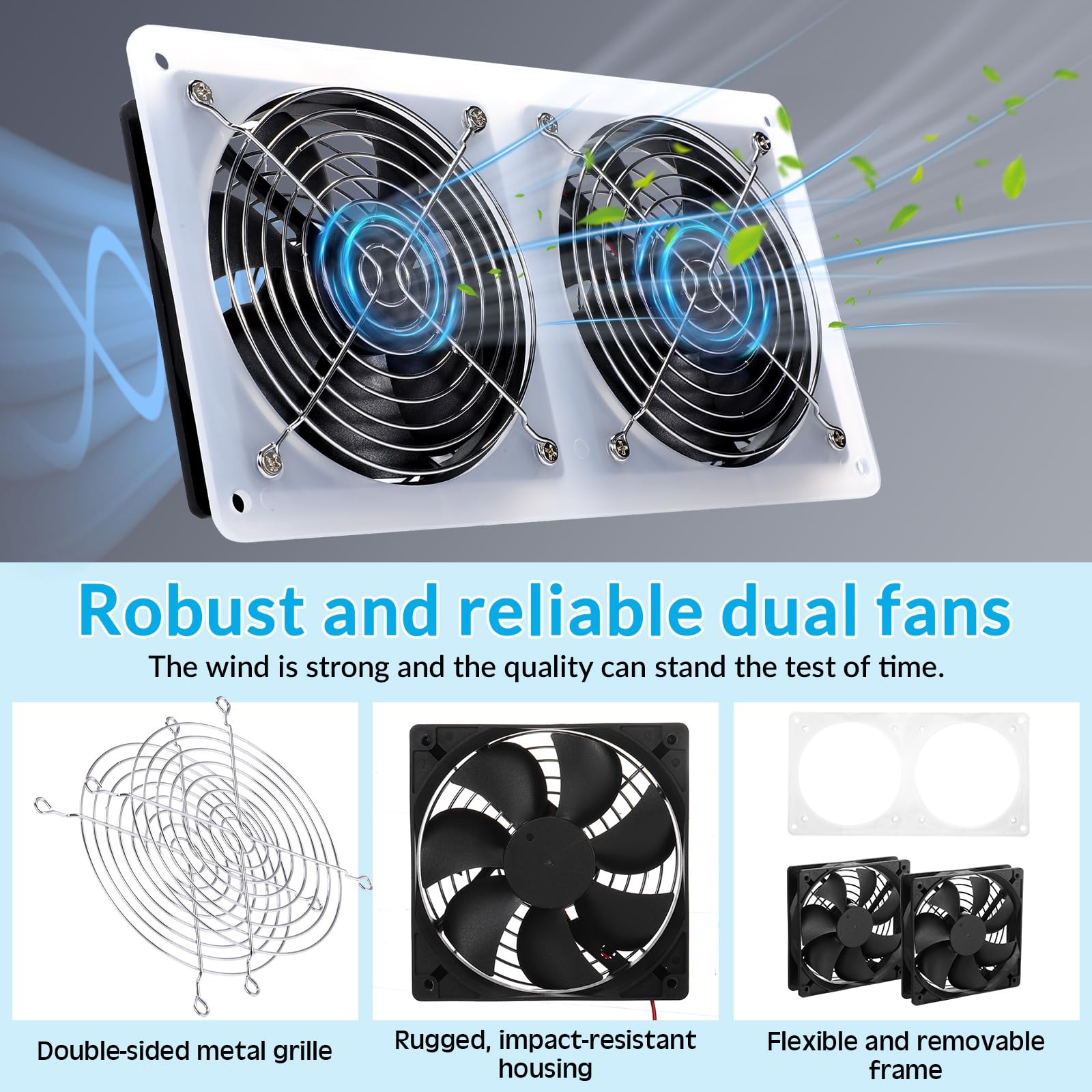 Glooglitter 2 Set Solar Fan for Greenhouse, 10 W Solar Panel Fan Kit with Bra…