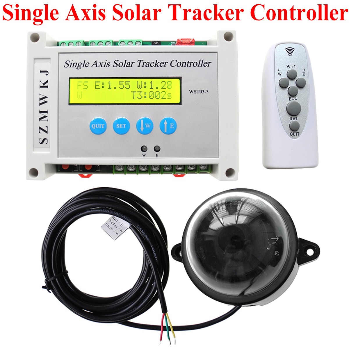 LCD Single Axis Solar Tracking Kit W/ 6000N 6″ DC Linear Actuator W/ Wind Sensor