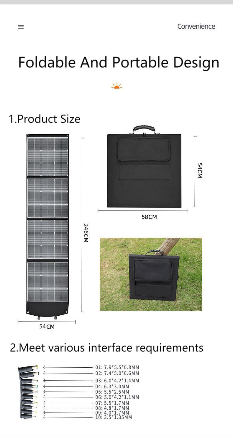200W Portable Solar Panel Kit Folding Power Bank Waterproof Smart Camp Charger