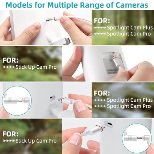 2PCS Barrel Plug to USB-C Adapter for Ring USB C Outdoor Cameras, Barrel White