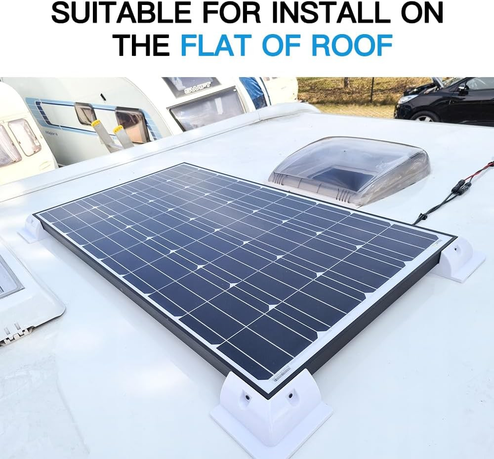 Solar Panel Mounts Bracket Set of 4Pcs (White), Drill Free ABS Corner Roof Brack