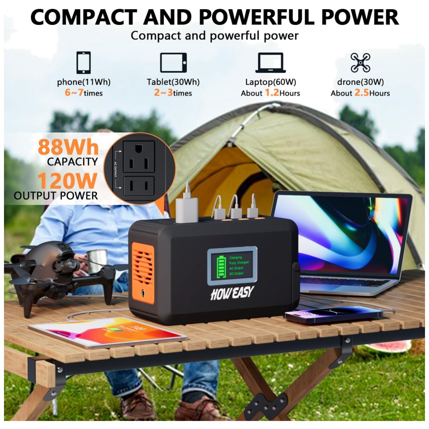 Portable Solar Generator, 88Wh Lithium Battery Power Station