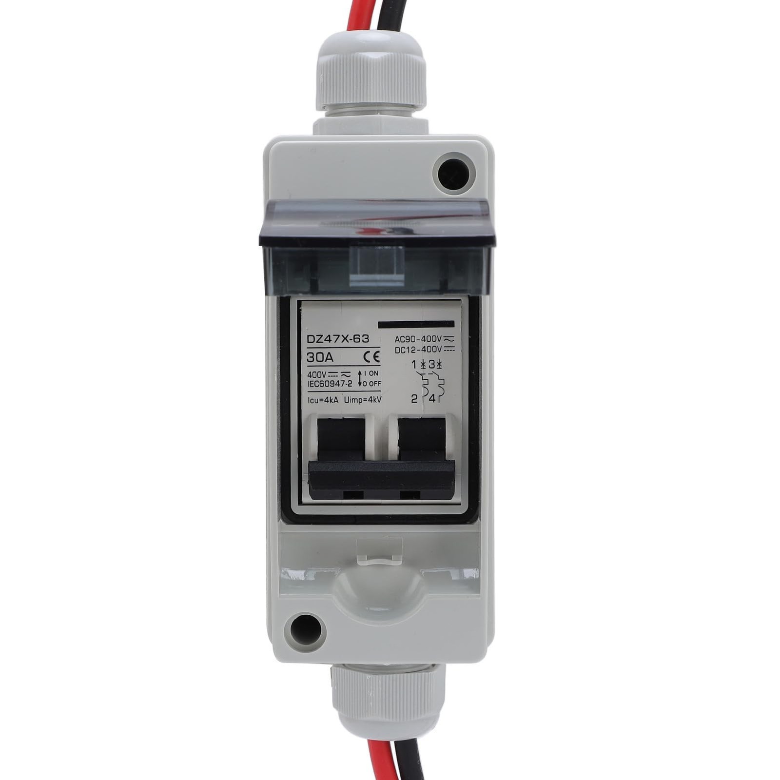 Solar Panel Disconnect Switch 30A DC AC Shut Off 2 Poles Outdoor Home Miniatu…