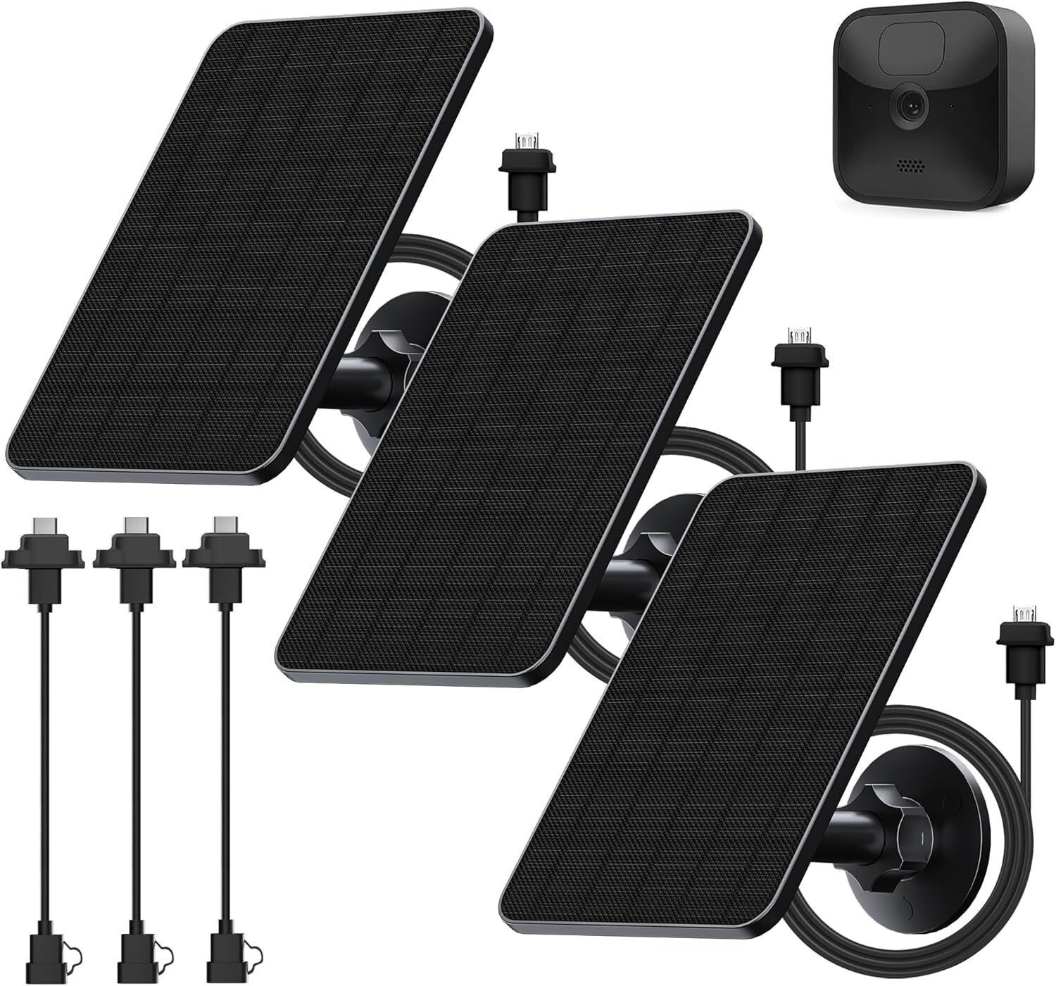 3 Pack Solar Panel Blink Solar Panel with Mount 13.1ft Cable Rubber Plug
