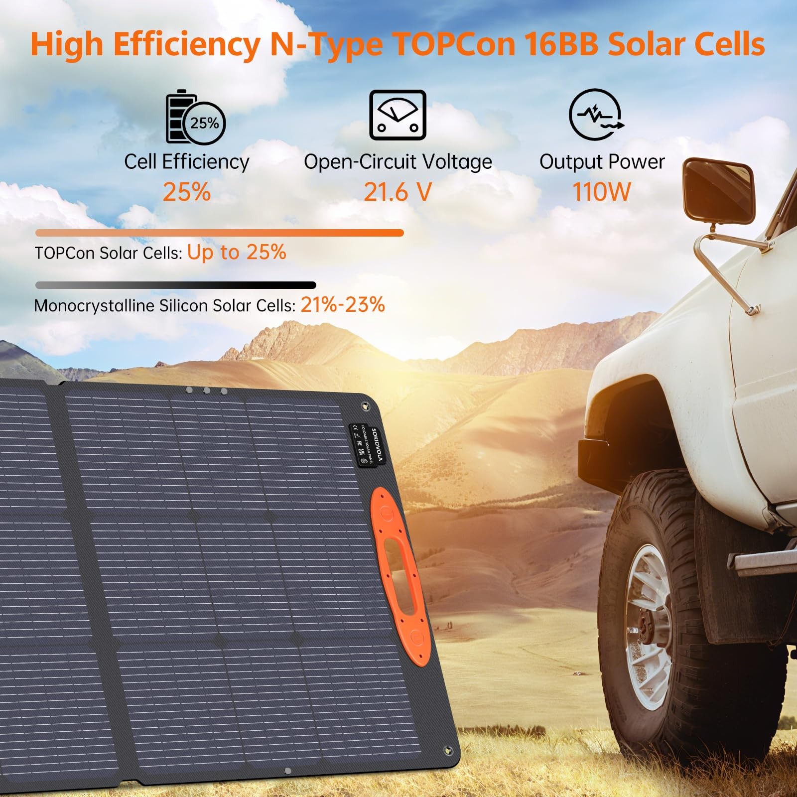 N-Type 16BB 110W Portable Solar Panel for EF/Jackery/Bluetti/Anker Power Stat…