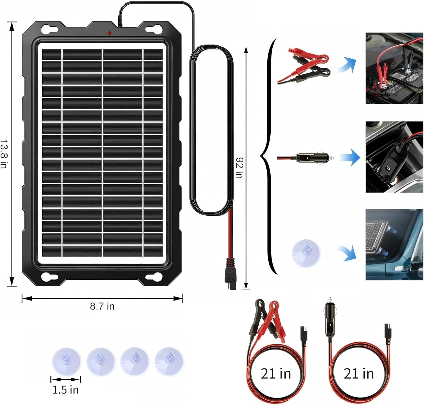 9W Waterproof Solar Battery Trickle Charger – Perfect for 12V Vehicles