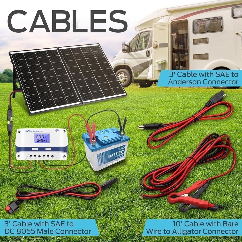 SereneLife 1 Pc. Portable Mono Solar Panel Starter Kit-200W Off-Grid Solar Panel