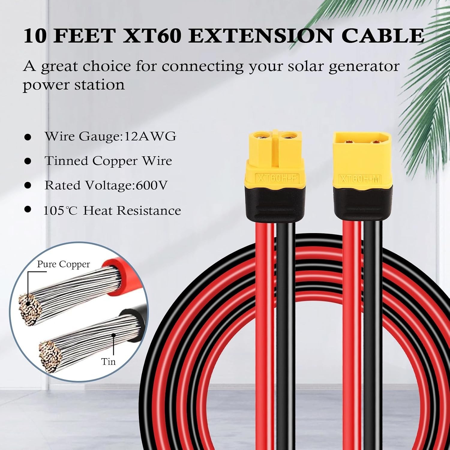10FT XT60 Extension Cord for Power Station