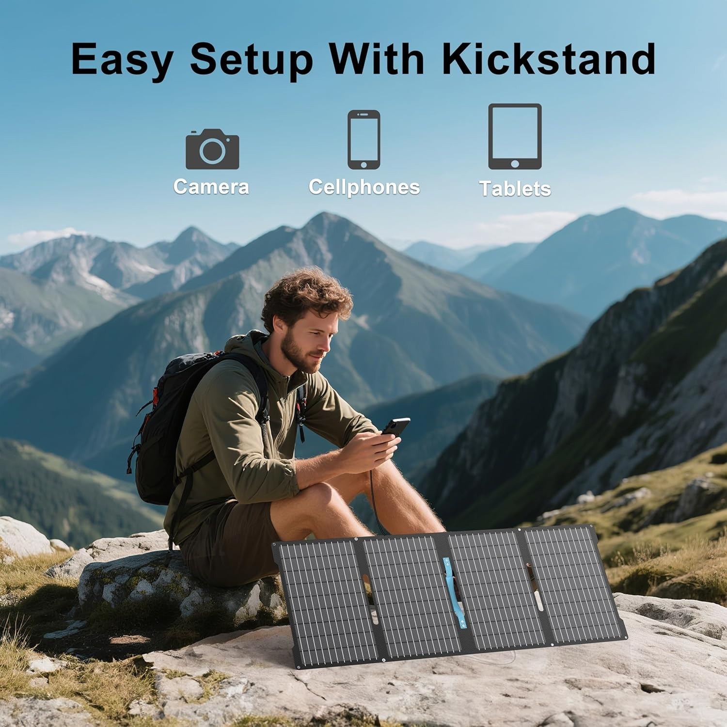 E POWO 60W Portable Solar Panel Charger Foldable USB C USB A DC