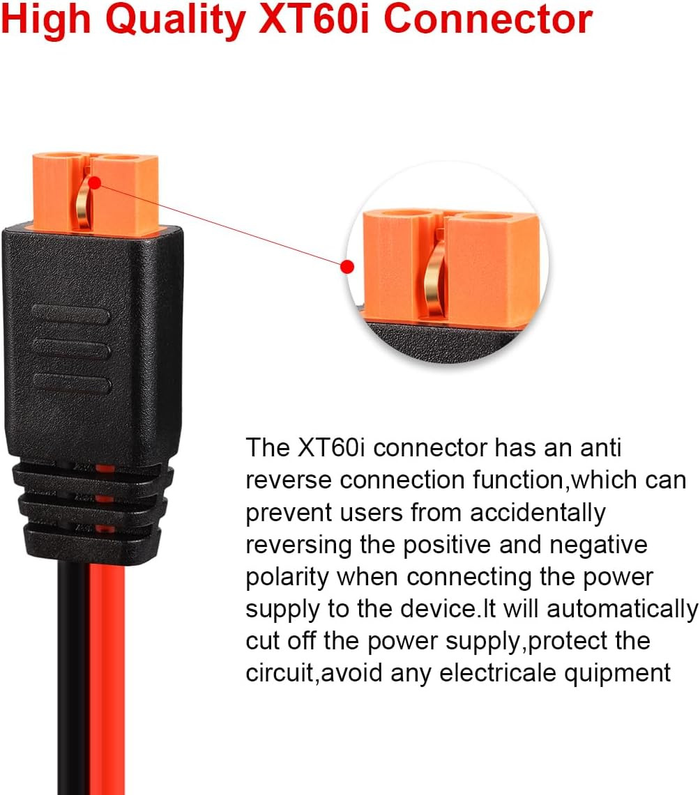 10AWG Solar to Xt60I Charging Cable Solar Panel Extention Cable for Portable Pow