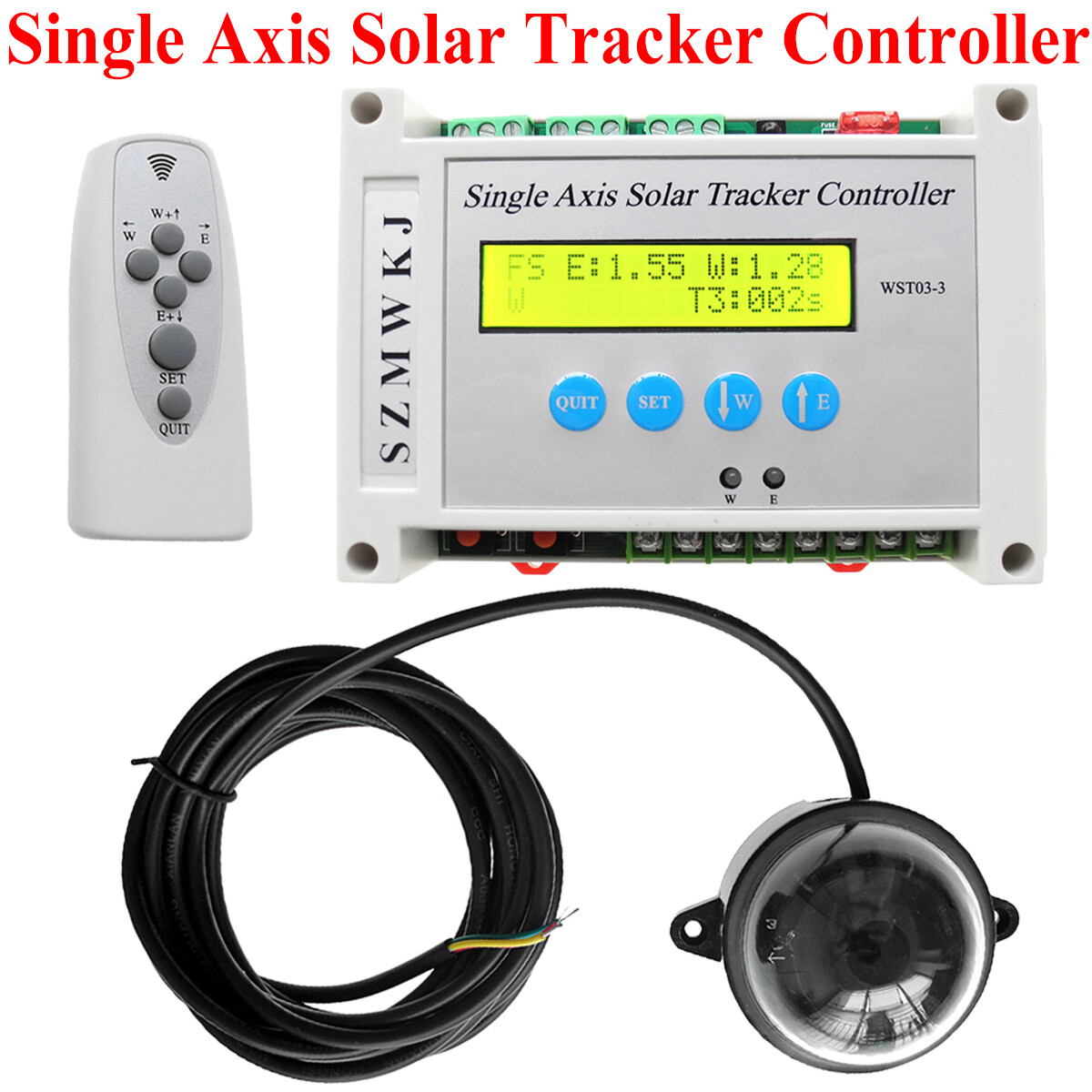 SZMWKJ Single Axis Solar Panel Tracking LCD Solar Tracker Controller & IR Remote