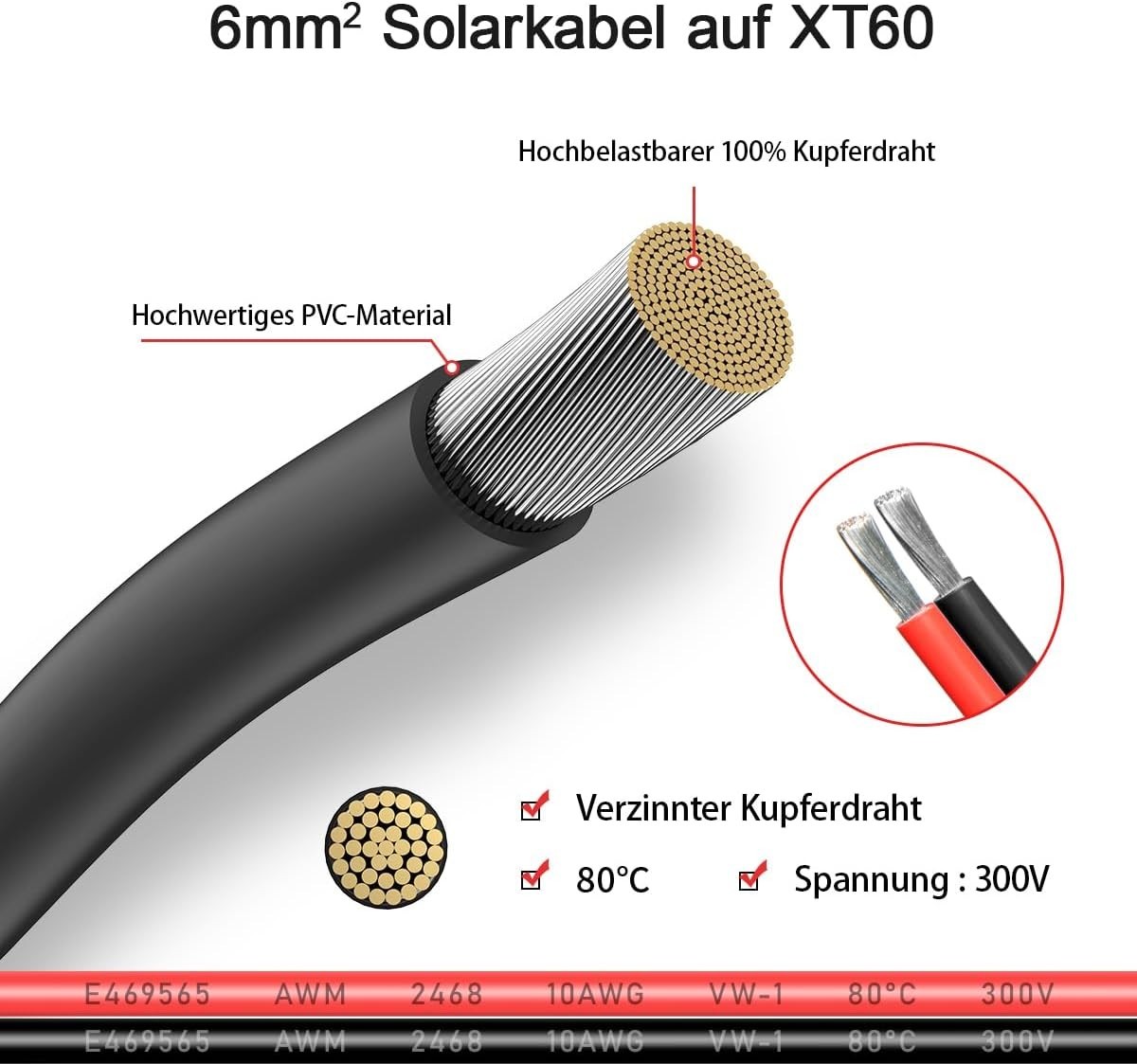 10AWG 2FT XT60 Solar Cable 2 10 25 35 50 75 100FT XT60 Extension Cable Solar …