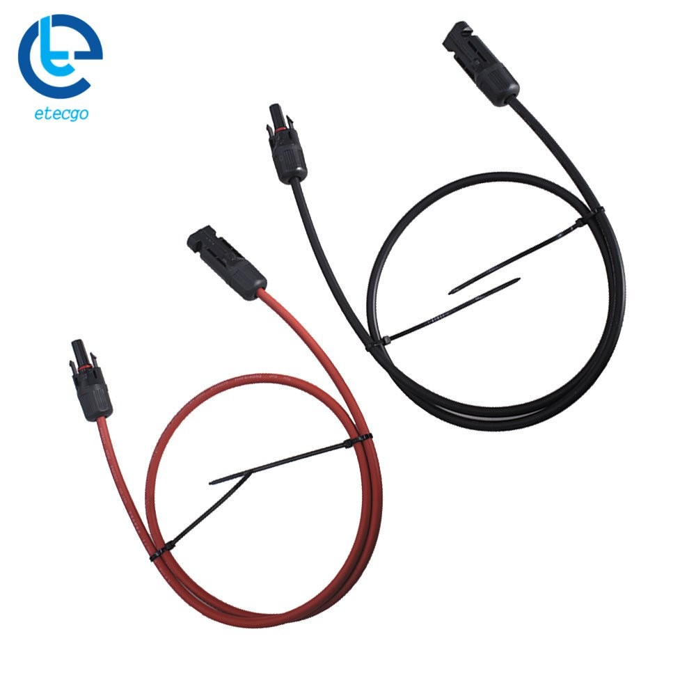 1 Pair Black + Red 10 AWG 3 Feet Solar Panel Extension Cable Wire Connector