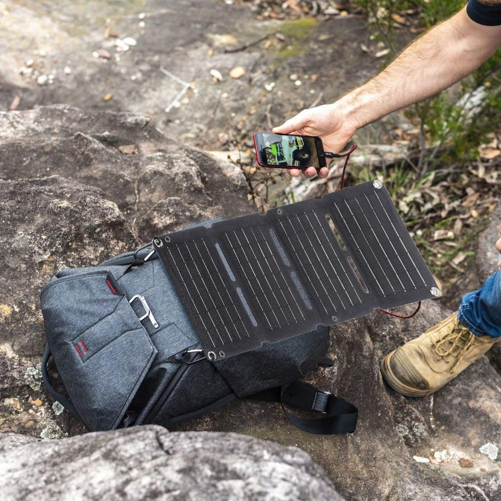 10W Foldable Solar Panel Charger USB 5V Power Bank Waterproof for Camping Hiking