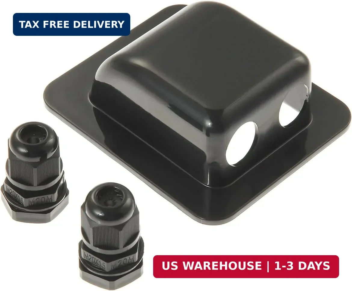 LINKSOLAR Weatherproof ABS Solar Double Cable Entry Gland,Curved Cable Connector