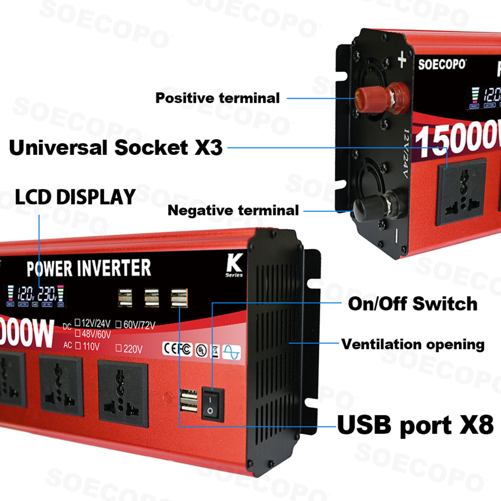 15000W Peak Solar System Kit Flexible Panel 100A Controller 12V/24V To 110V 220V