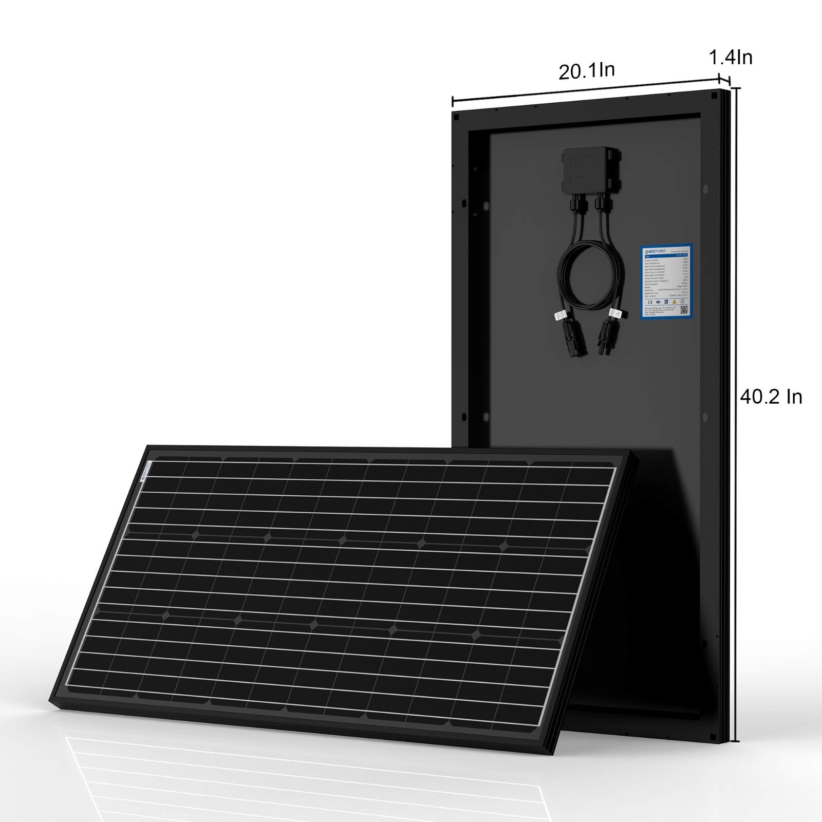 ACOPOWER 100w 12v Mono Photovoltaic PV Solar Panel Module With Solar Connectors