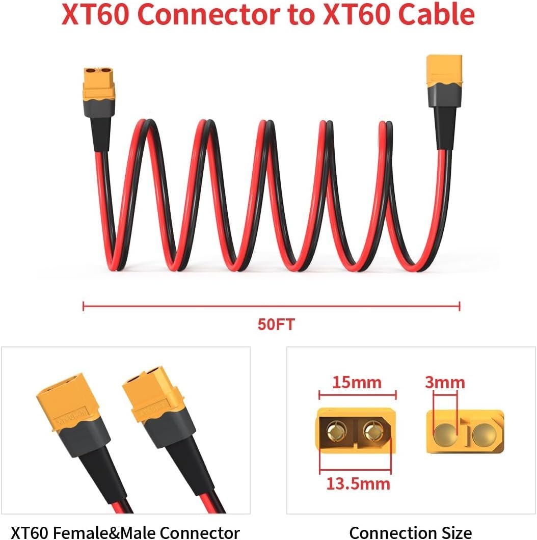 Efficient 10AWG 50FT XT60 Extension Cable for Seamless Outdoor Power Connections