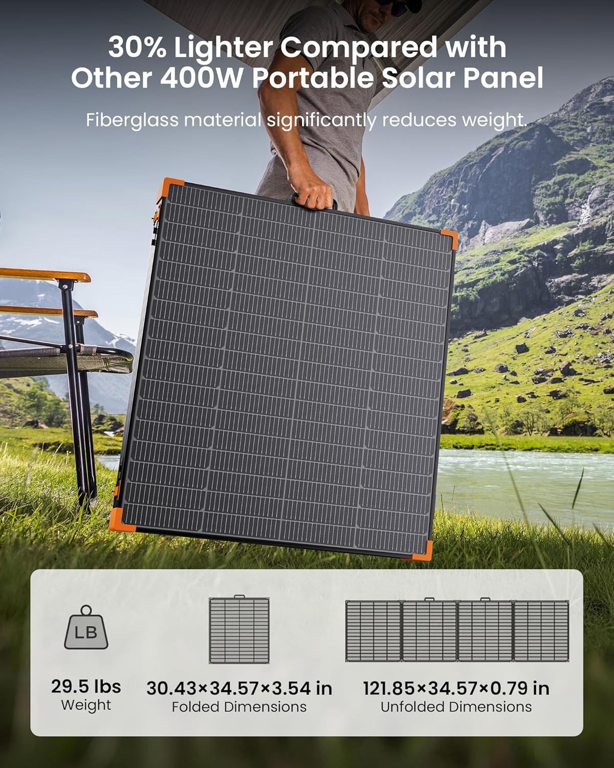 ZOUPW Portable Solar Panel 450W 38V N Type 16BB Foldable