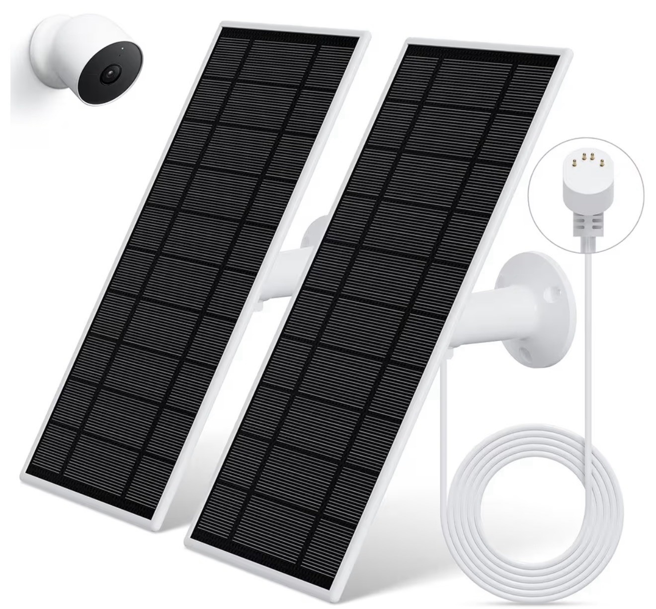 Solar Panel for Google Nest Camera, 2 Pack Upgraded Solar Power Charger